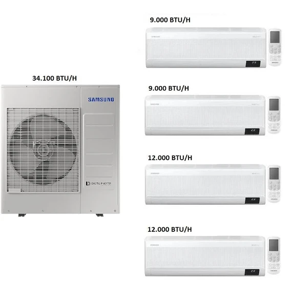 Samsung Windfree Duvar Tipi Multi Klima 9+9+12+12 Btu/h + 10 Kw Dış ürün görseli 1