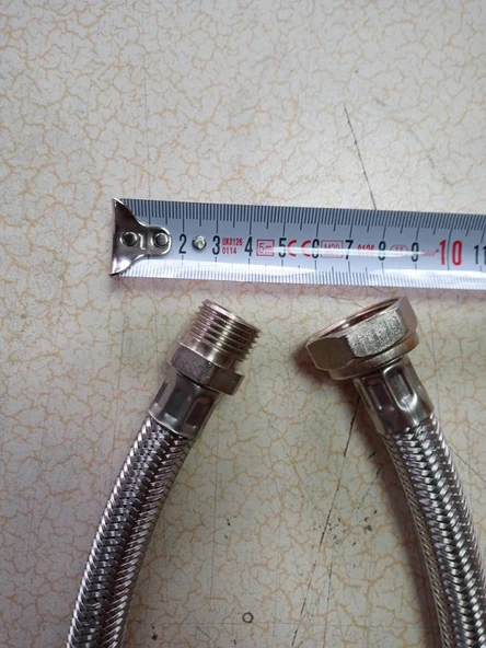 8 mt 3/4x1/2 Kalın Çelik Örgülü Bağlantı Hortumu Nipelli 1 Ad ürün görseli 1
