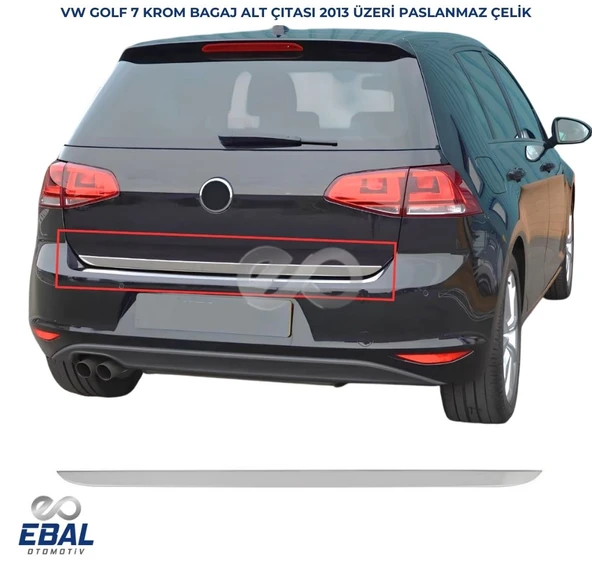 VW Golf 7 Krom Bagaj Alt Çıtası 2013 üzeri Paslanmaz Çelik ürün görseli 1