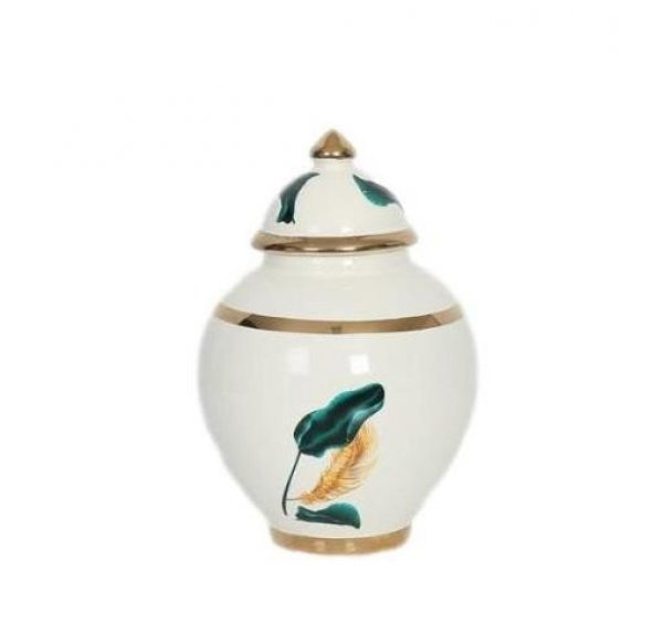 Vitale Krem Gold Yaprak Desenli Küçük Şah Küp 21 cm AK.NRH0044 ürün görseli 1