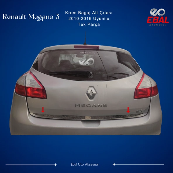 Renault Megane 3 Krom Bagaj Alt Çıtası 2010-2016 P. Çelik (HB) ürün görseli 1