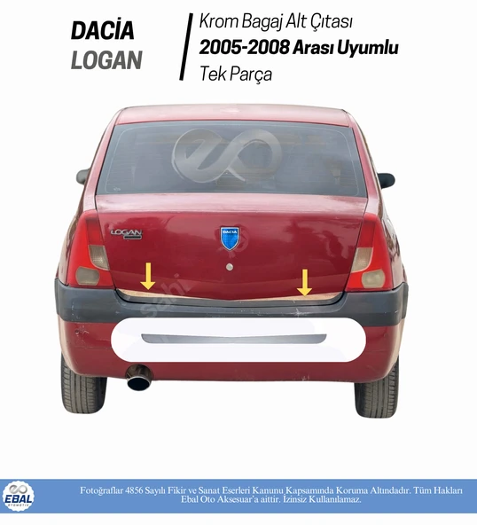 Dacia Logan Krom Bagaj Alt Çıtası 2005-2008 Model Arası Paslanmaz Çelik ürün görseli 1