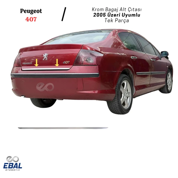 Peugeot 407 Krom Bagaj Alt Çıtası 2005 Üzeri P.Çelik ürün görseli 1
