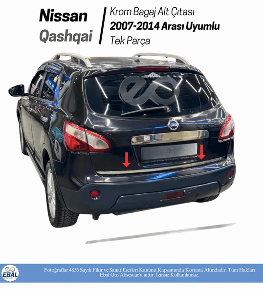 Nissan Qashqai Krom Bagaj Alt Çıtası 2007-2014 P.Çelik ürün görseli 1