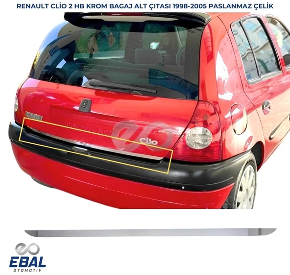 Renault Clio 2 HB Krom Alt Bagaj Çıtası 1998-2005 P.Çelik ürün görseli 1