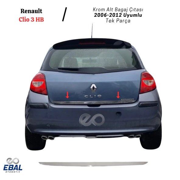 Renault Clio 3 HB Krom Alt Bagaj Çıtası 2006-2012 P. Çelik ürün görseli 1