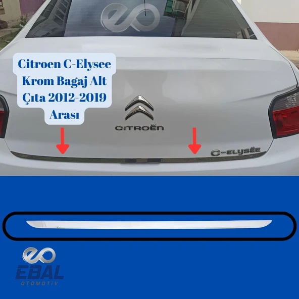 Citroen C-Elysee Krom Bagaj Alt Çıta 2012-2019 Arası P.Çelik ürün görseli 1