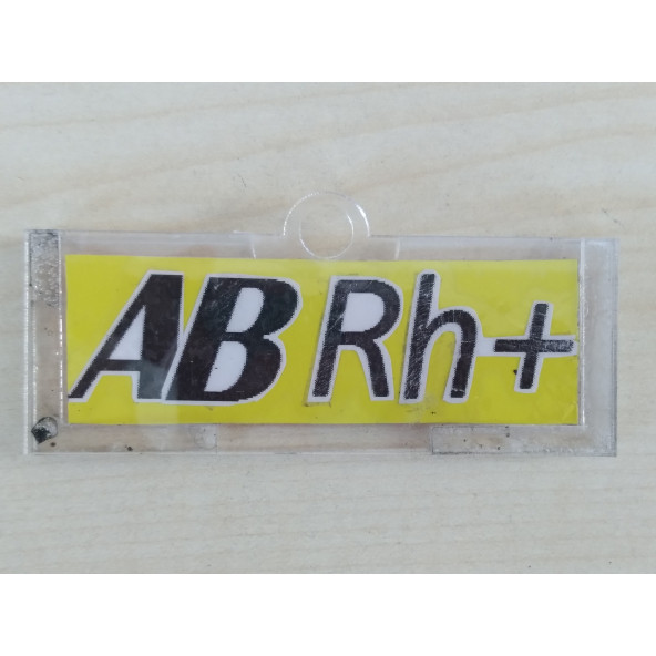 KAN GRUBU ETİKETİ AB RH POZİTİF (AB RH +) ŞEFFAF KUTULU (SARI) KAN GRUBU KARTI ürün görseli 1