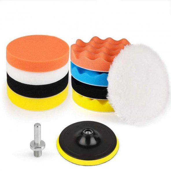 Pasta Cila Polisaj Süngeri Pedi Seti 115 mm Otomotiv Parlatıcı (11 PARÇA) ürün görseli 1