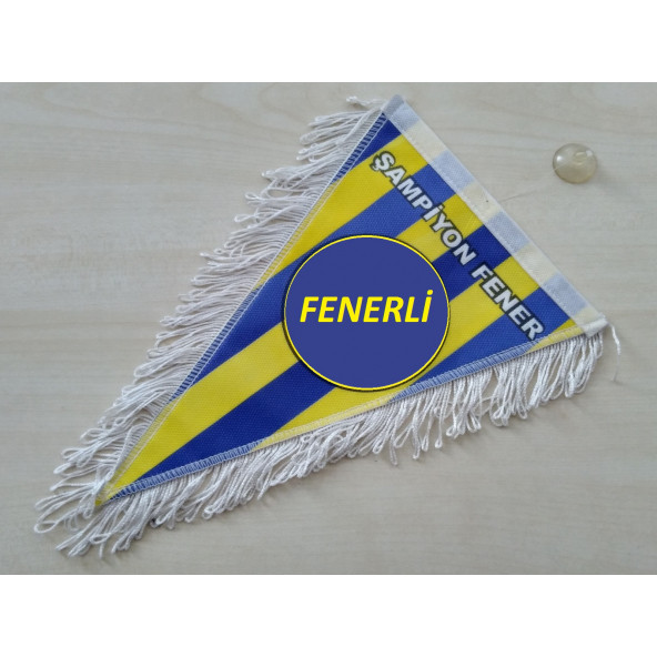 FENERBAHÇE FLAMA PÜSKÜLLÜ (28x18cm) VANTUZLU, ASMA BAYRAK, FLAMA BAYRAK, ÜÇGEN BAYRAK, FENERBAHÇE ARMASI ürün görseli 1