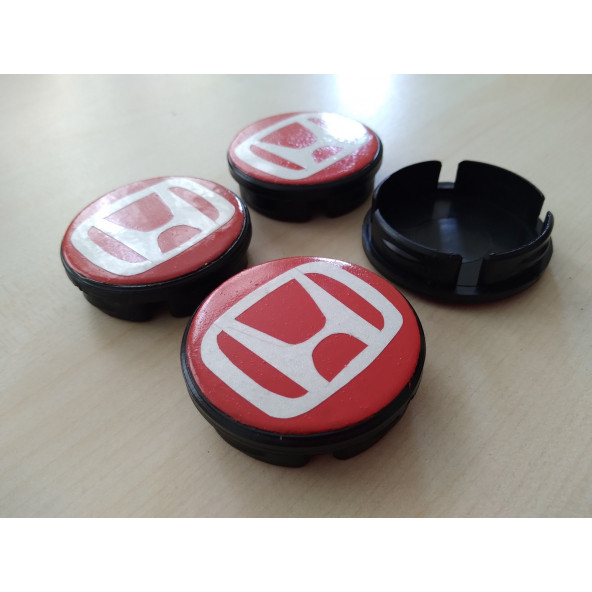 HONDA UYUMLU JANT GÖBEĞİ 5,5cm KIRMIZI BEYAZ ETİKETLİ HONDA Jant logosu, HONDA jant arması ürün görseli 1
