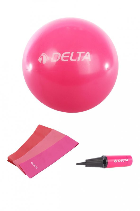 Delta 55 cm Pilates Topu 3lü Pilates Bandı Egzersiz Direnç Lastiği Pilates Topu Pompası 5li Set ürün görseli 1