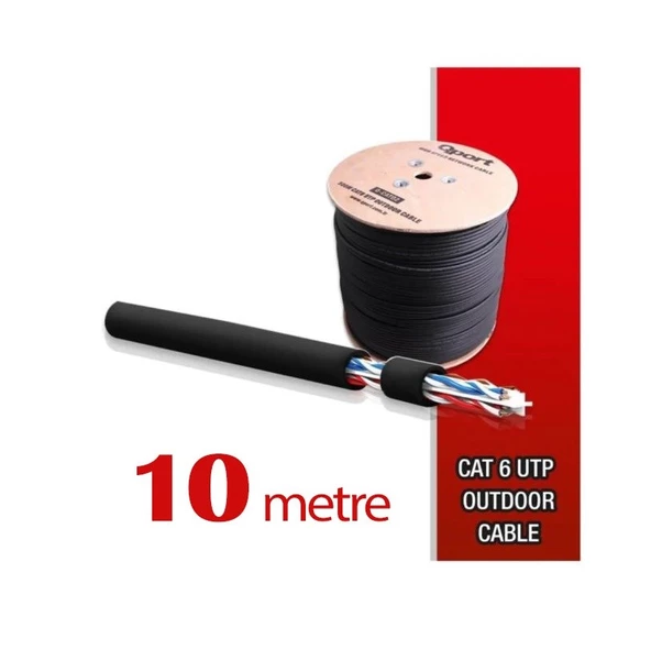 Qport Yüksek Bakır Utp 23Awg 0.58 MM Dış Ortam Cat6 Outdoor Kablo 10 Metre ürün görseli 1