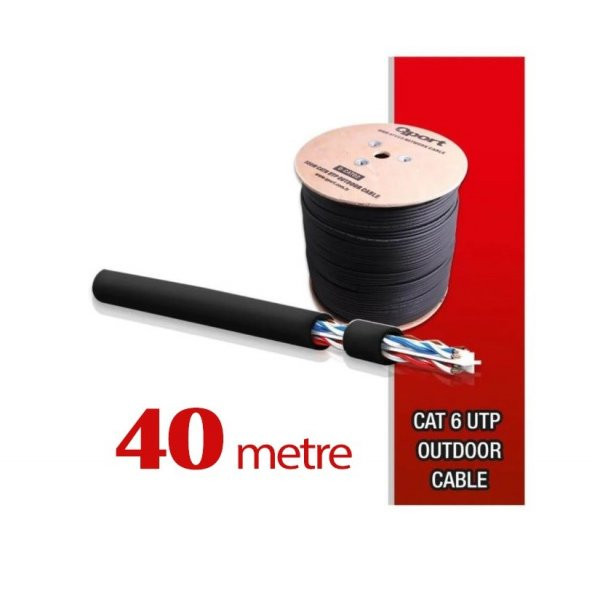 Qport Yüksek Bakır Utp 23Awg 0.58 MM Dış Ortam Cat6 Outdoor Kablo 40 Metre ürün görseli 1