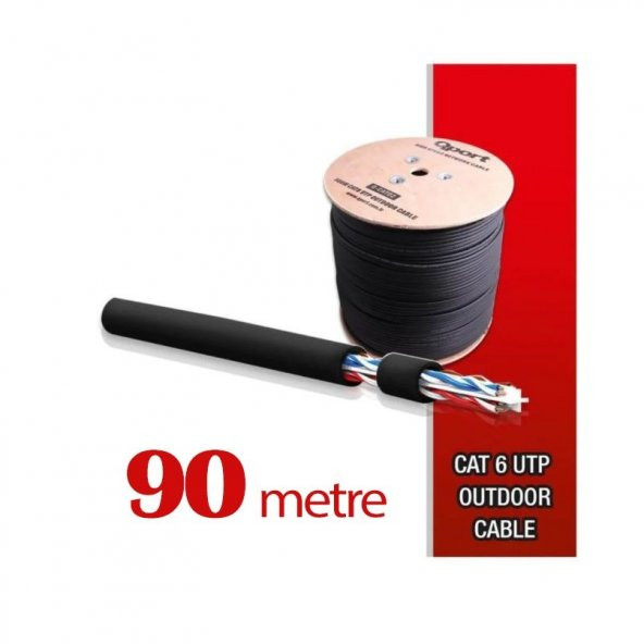 Qport Yüksek Bakır Utp 23Awg 0.58 MM Dış Ortam Cat6 Outdoor Kablo 90 Metre ürün görseli 1