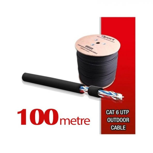 Qport Yüksek Bakır Utp 23Awg 0.58 MM Dış Ortam Cat6 Outdoor Kablo 100 Metre ürün görseli 1