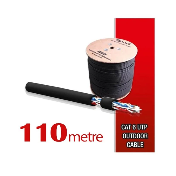 Qport Yüksek Bakır Utp 23Awg 0.58 MM Dış Ortam Cat6 Outdoor Kablo 110 Metre ürün görseli 1