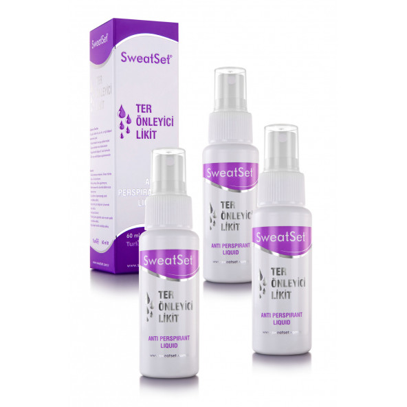 SWEATSET TER ÖNLEYİCİ LİKİT 3x60ML, 3 ADET, YÜZ, EL, AYAK, KOLTUK ALTI TERLEMEYİ ÖNLEYİCİ SPREY ürün görseli 1