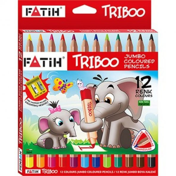 Fatih 12 Renk Kuru Boya Natural Üçgen Jumbo Triboo Tam Boy ürün görseli 1