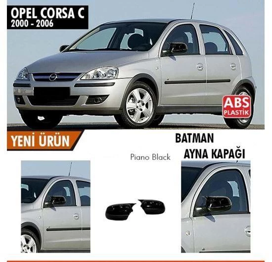 Opel Corsa C Yarasa Batman Ayna Kapağı Piano Siyah ABS 2000-2006 ürün görseli 1