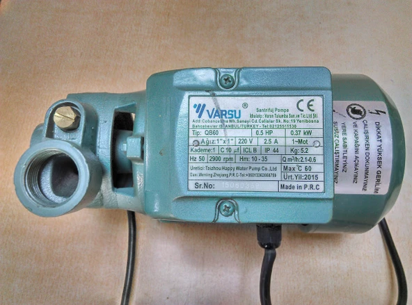 SANTRİFÜJ POMPA-QB60-VARSU-GÜÇ-0,5 HP- 32 mm ürün görseli 1
