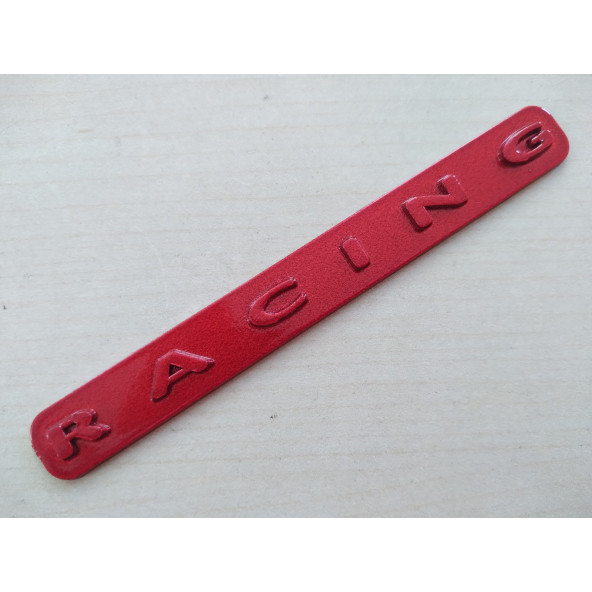 RACİNG LOGOSU 10,5x1,5cm KABARTMA SPORT ARMA KIRMIZI (RACİNG ARMASI) RACİNG YAZISI - RACİNG LOGO ürün görseli 1