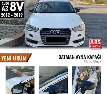 Audi A3 8V 2012-2019 Batman Yarasa Ayna Kapağı Piano Black ABS ürün görseli 1