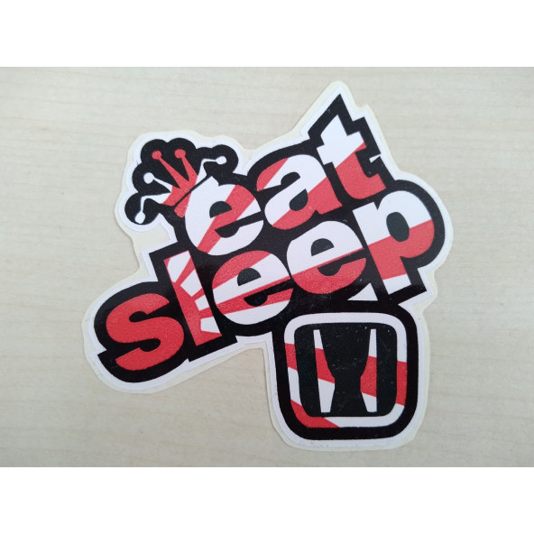 HONDA eat sleep sticker 8x9cm (HONDA STİCKER) honda logo - Honda arması - HONDA ETİKETİ ürün görseli 1