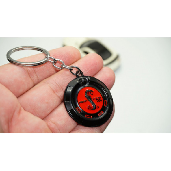 DK Ford Mustang Shelby GT500 Snake Logo Kırmızı Metal Anahtarlık ürün görseli 1