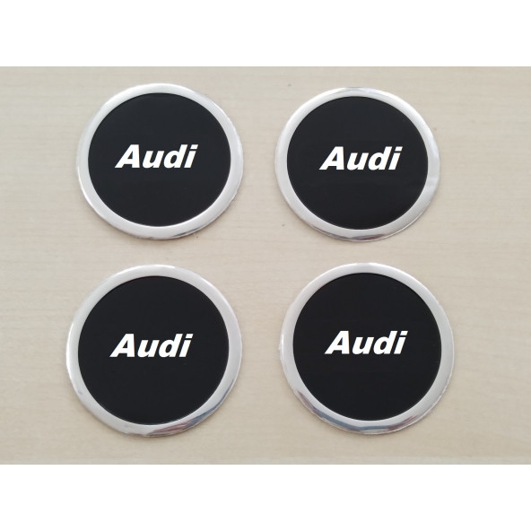 AUDİ UYUMLU JANT GÖBEK ARMASI Alüminyum 6cm KABARTMALI orjinal model (AUDİ jant göbeği AUDİ jant arması ürün görseli 1