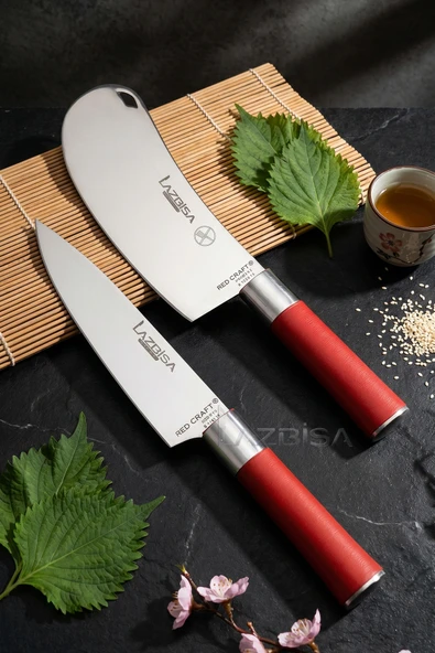 Lazbisa Red Craft Serisi Mutfak Şef Bıçak Seti Et Ekmek Sebze Bıçağı Günlük Kullanım (MFT-258) ürün görseli 1