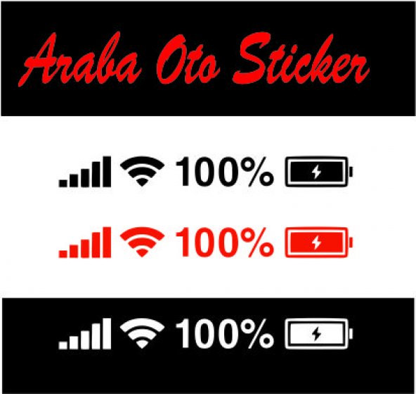 Batarya Pil Wifi İcon Oto Sticker Araba Cam Sticker ürün görseli 1