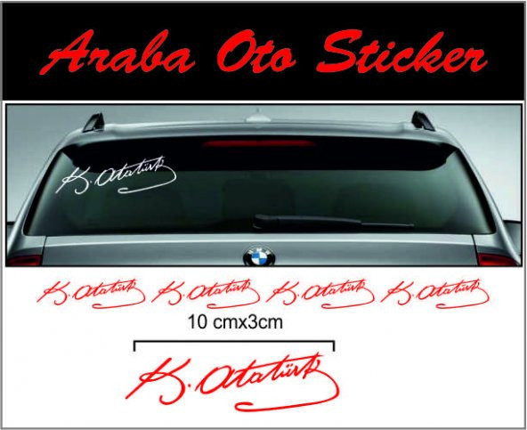 Atatürk İmza Sticker (5 Adet) 10x3 cm ürün görseli 1
