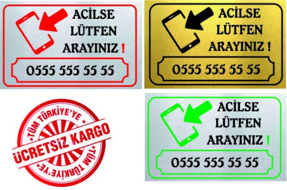 Arabalar İçin Telefon Numarası Acilse Ara Metal Kartvizit ürün görseli 1