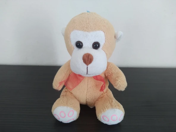 PELUŞ MAYMUN (21x12cm) (1.KALİTE) BEJ BEYAZ PELUŞ OYUNCAK MAYMUN ürün görseli 1