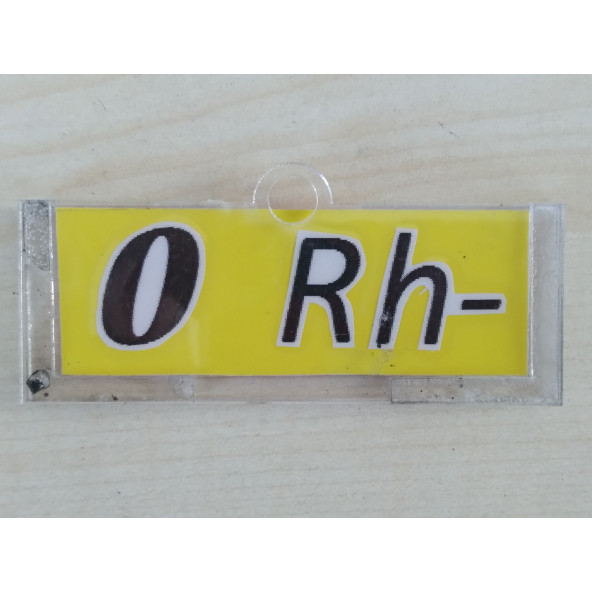KAN GRUBU ETİKETİ 0 RH NEGATİF (0 RH -) ŞEFFAF KUTULU (SARI) KAN GRUBU KARTI ürün görseli 1