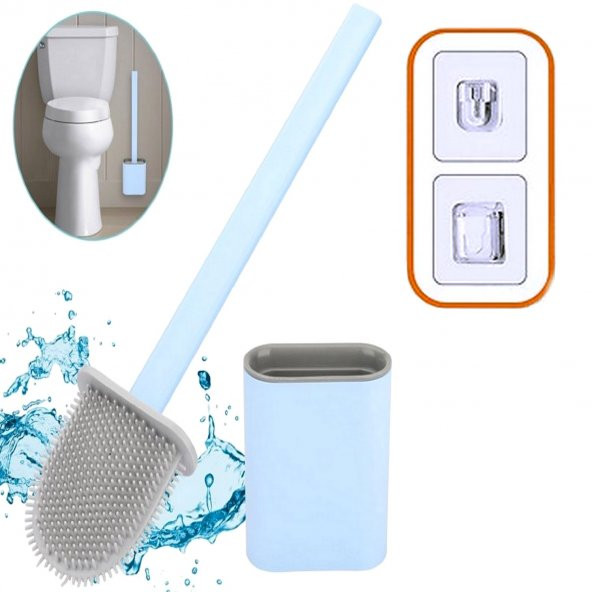 Banyo Tuvalet Klozet Temizleme Fırçası + Fırça Tutma Aparatı Silikon Tuvalet Fırçası ürün görseli 1