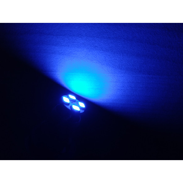 T10 DİPSİZ LED AMPUL (4 ÇİPLİ) MAVİ 12V (2ADET FİYATI) T10 GÖSTERGE, PARK, SİNYAL, PLAKA AMPULU ürün görseli 1