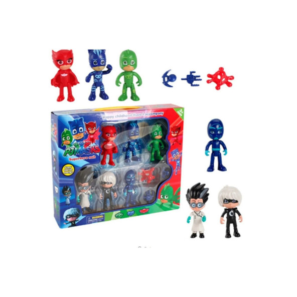 PjMasks Pijamaskeliler Catboy Owlette Gekko 6'lı Karakter 9 Parça Oyun Seti ürün görseli 1