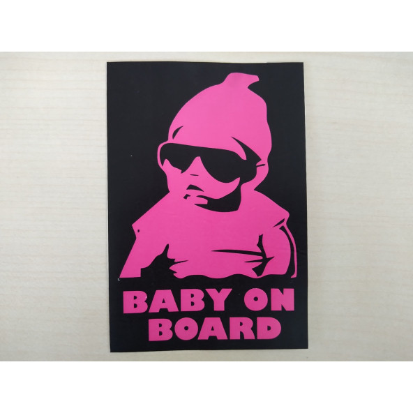 ARABADA BEBEK VAR STİCER PEMBE 12x9cm (BABY ON BOARD) BEBEK VAR ÇIKARTMA RESİM ürün görseli 1