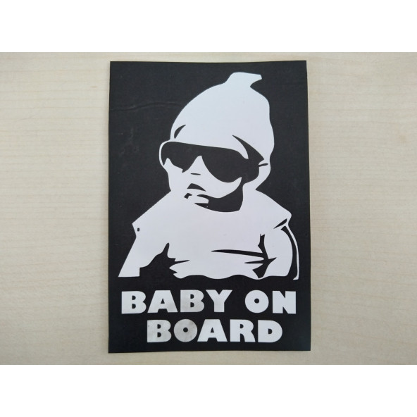 ARABADA BEBEK VAR STİCER BEYAZ 12x9cm (BABY ON BOARD) BEBEK VAR ÇIKARTMA RESİM ürün görseli 1