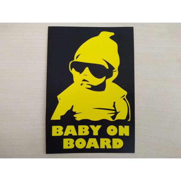 ARABADA BEBEK VAR STİCER SARI 12x9cm (2ADET FİYATI) (BABY ON BOARD) BEBEK VAR ÇIKARTMA RESİM ürün görseli 1