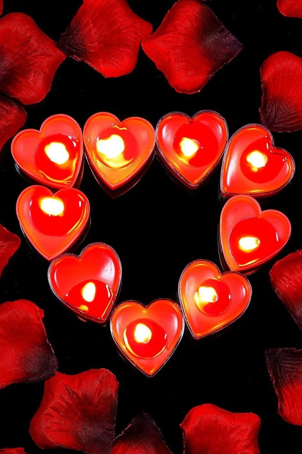 Mum Tea lights  8ad KALP Şekilli ürün görseli 1