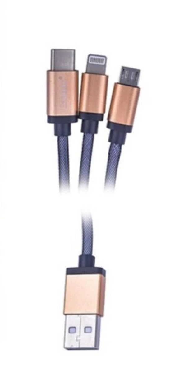 Earldom 2 adet Micro USB + 1 adet Lightning Şarj Kablosu 1.2 M Altın ürün görseli 1