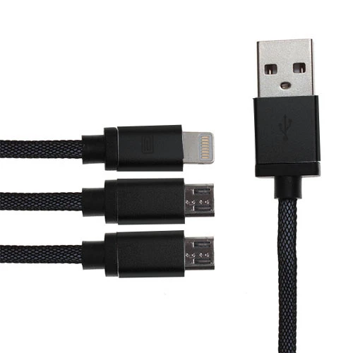 Earldom 2 adet Micro USB + 1 adet Lightning Şarj Kablosu 1.2 M Siyah ürün görseli 1