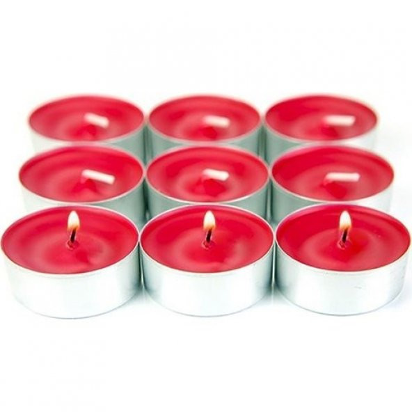Dekoratif Yuvarlak Mini Tea Light Mum Kırmızı 50Li ürün görseli 1