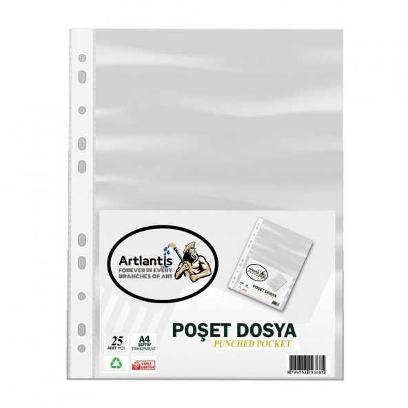 Poşet Dosya 25 Li A-4 Şeffaf Föy Dosya 1 Paket Artlantis Ofis Okul Kenarı Delikli Poşet Dosya 1 Paket ürün görseli 1