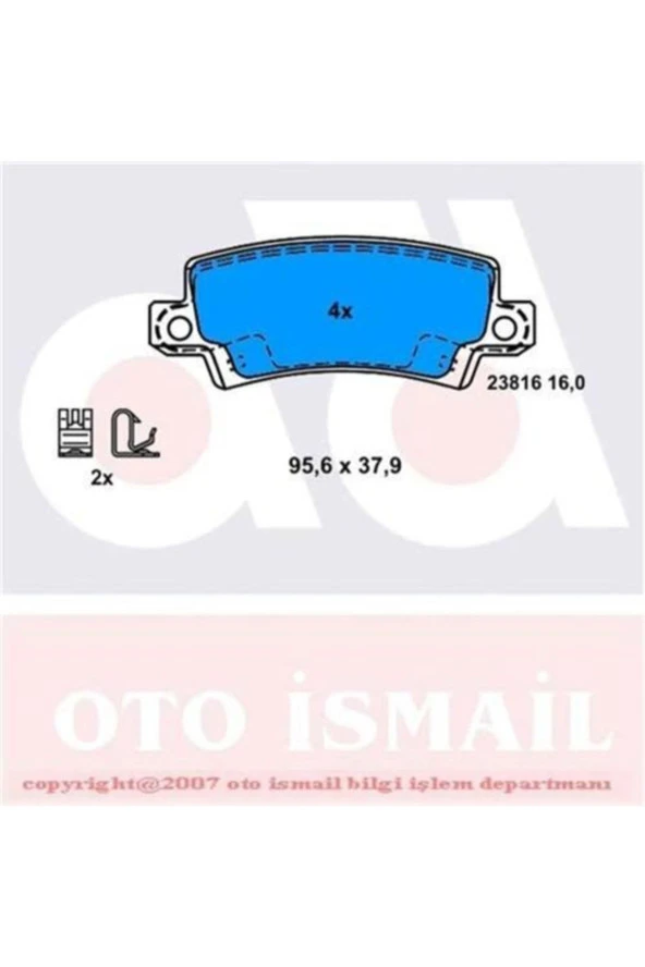 0986tb2416 Arka Balata Corolla 1.4 1.6 1.4vvti 1.6vvti 1.8 Vvti-1.4 D4d 04-07 2. ürün görseli 1