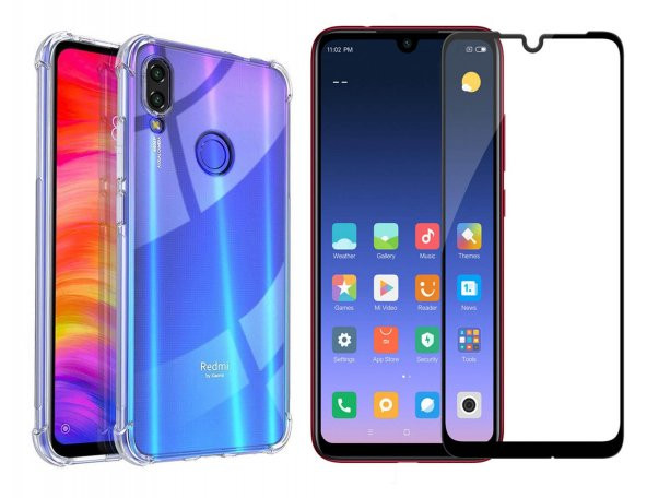 Redmi Note 7 Zore Antişok Silikon Kılıf Kenar Koruma + 6D Nano Cam ürün görseli 1