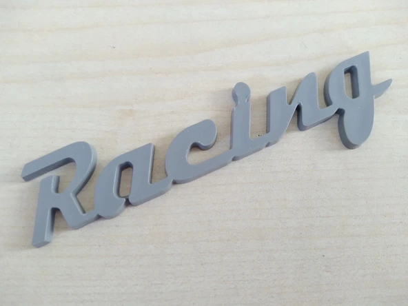 RACİNG LOGOSU 10,5x2cm KABARTMA SPORT ARMA GRİ (RACİNG ARMASI) RACİNG YAZISI ürün görseli 1
